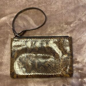 BCBG Brown Snakeskin Wristlet